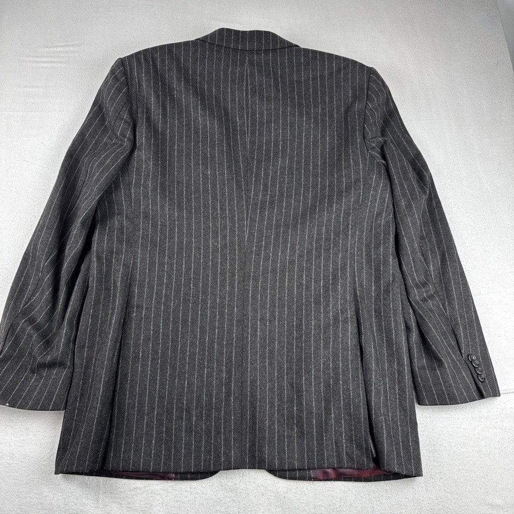 Banana Republic Wool Nylon Blend Chalkstripe Dark Gray Blazer 44R Peak Lapel - Picture 12 of 13